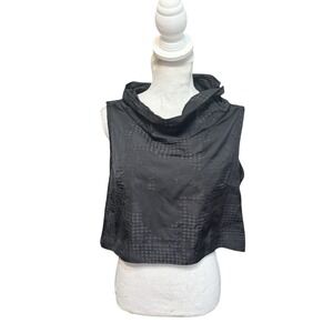 Sun Kim Wire Collar Vest Blouse Top Cropped, Black Sleeveless Size Small